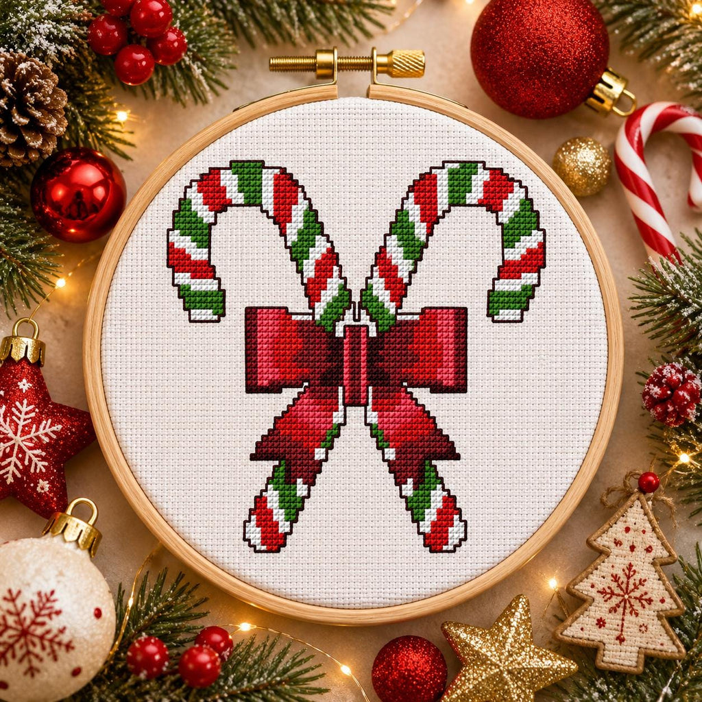 Candy Cane Cross Stitch Pattern PDF finished cross stitch design