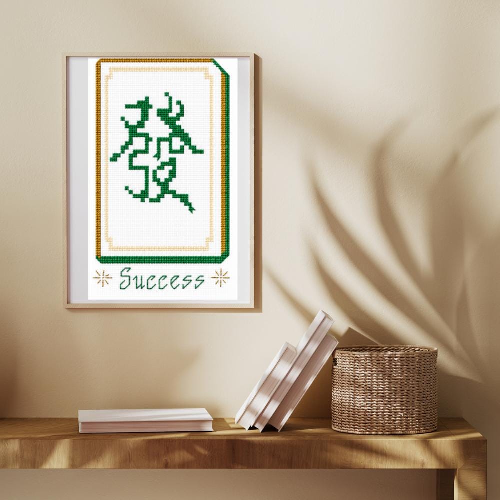 Green Dragon Mahjong Cross Stitch Pattern PDF digital pattern preview