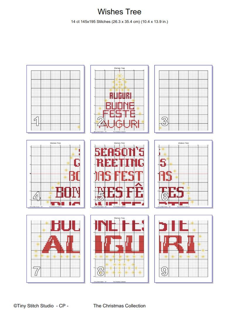 Christmas Greetings Tree Cross Stitch Pattern PDF digital pattern preview