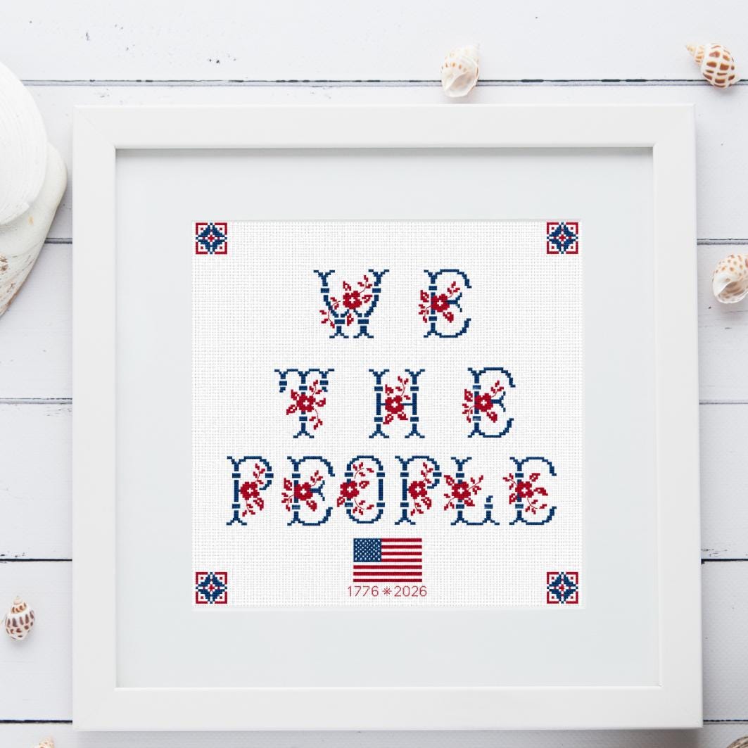 We the People Cross Stitch Pattern PDF digital pattern preview