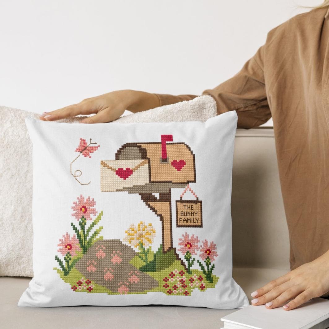 Woodland Mailbox Cross Stitch Pattern PDF digital pattern preview