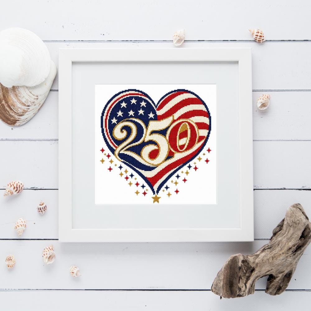 America 250 Flag Cross Stitch Pattern PDF digital pattern preview