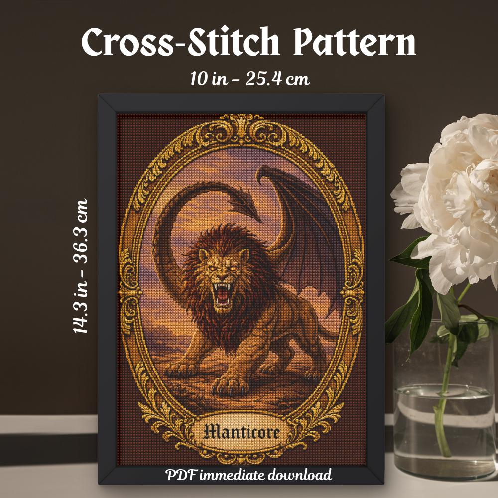 Manticore Cross Stitch Pattern PDF finished cross stitch design