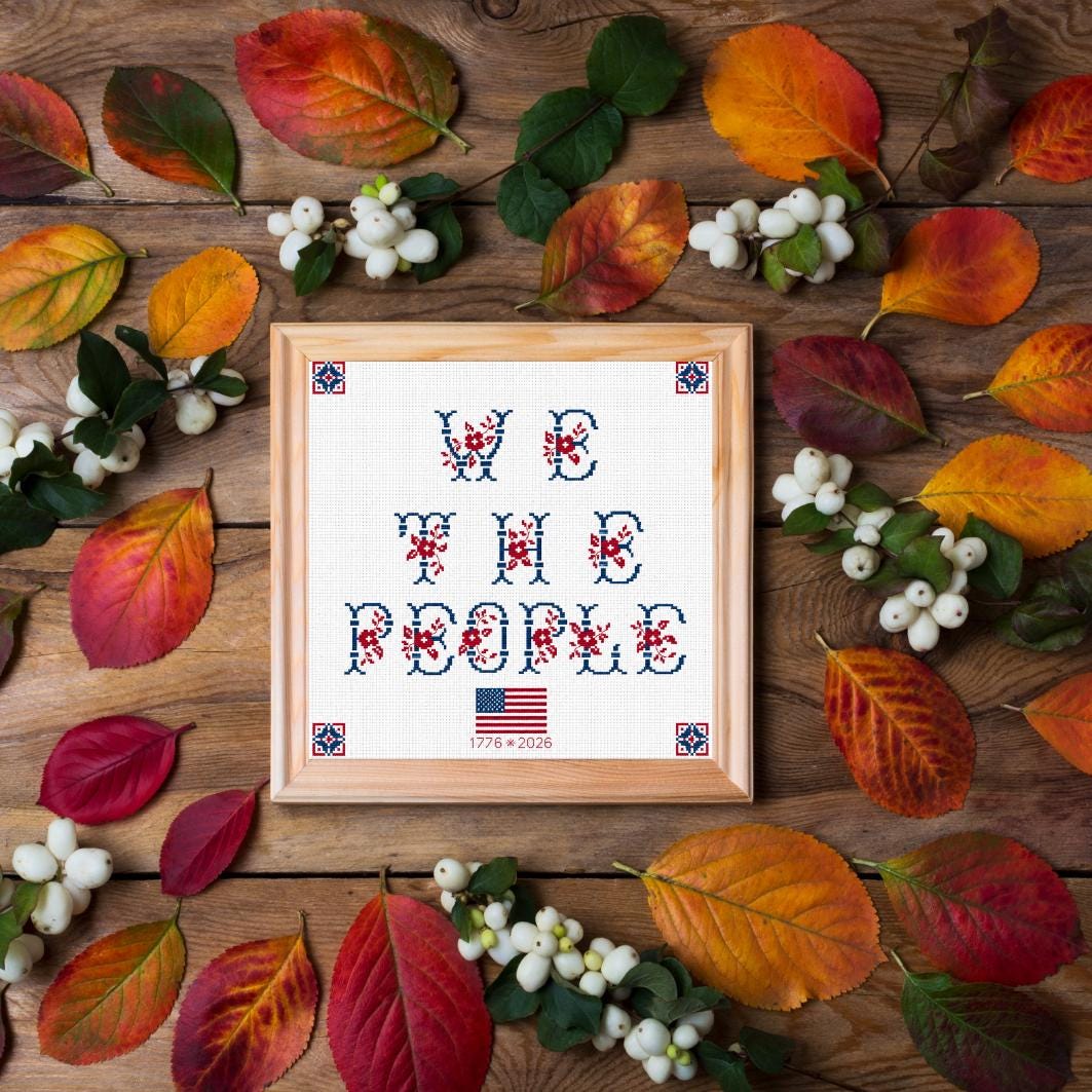 We the People Cross Stitch Pattern PDF digital pattern preview