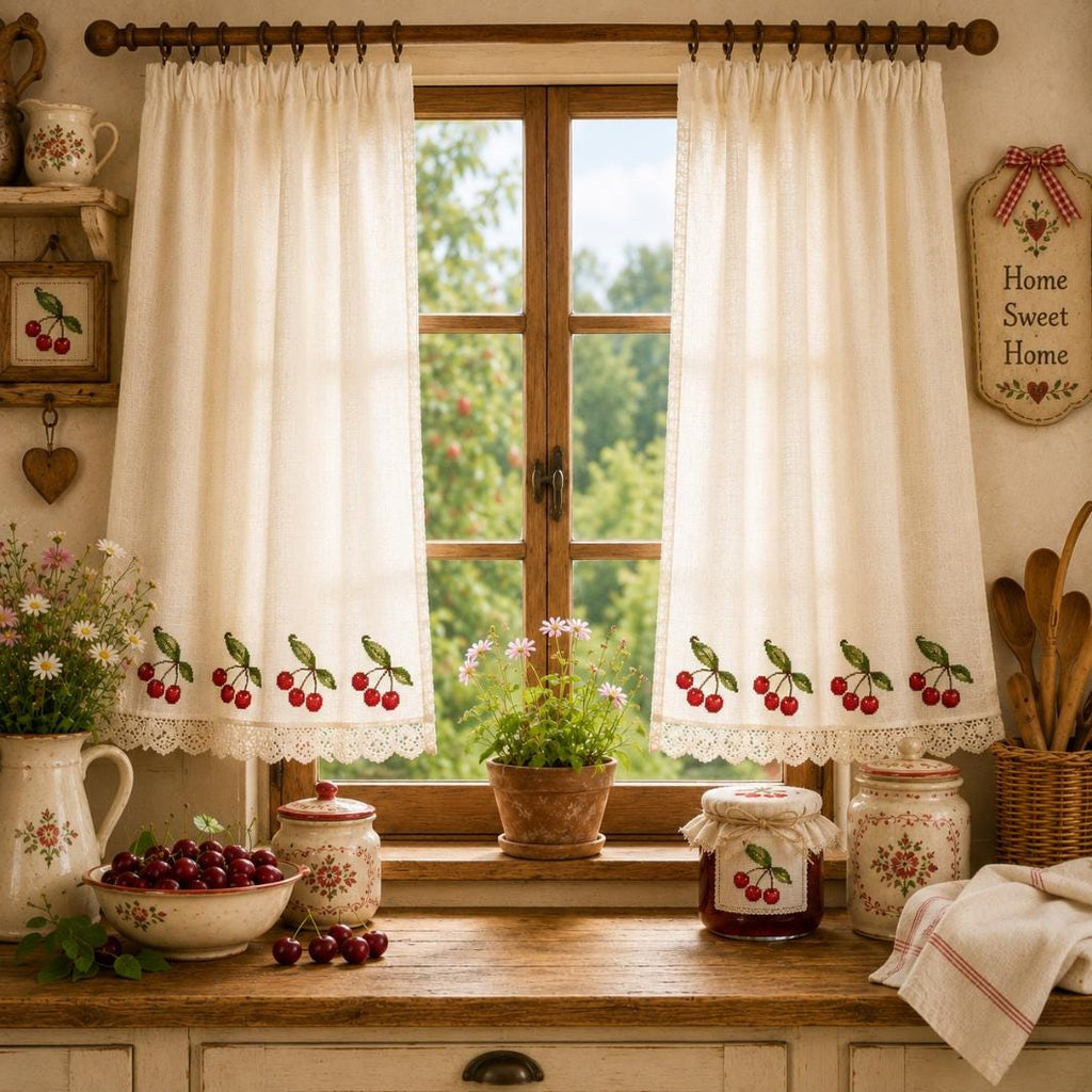 Cherry Jam Jar Cover Cross Stitch Pattern PDF digital pattern preview