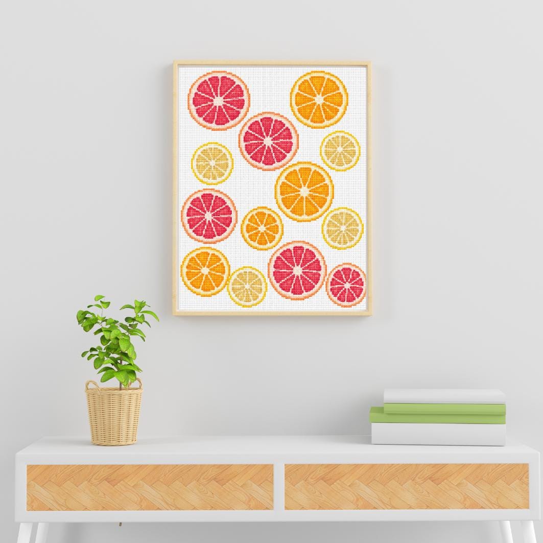 Citrus Fruit Cross Stitch Pattern PDF digital pattern preview