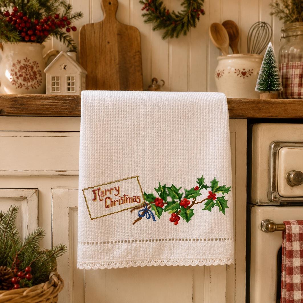 Mistletoe Christmas Cross Stitch Pattern PDF finished cross stitch design