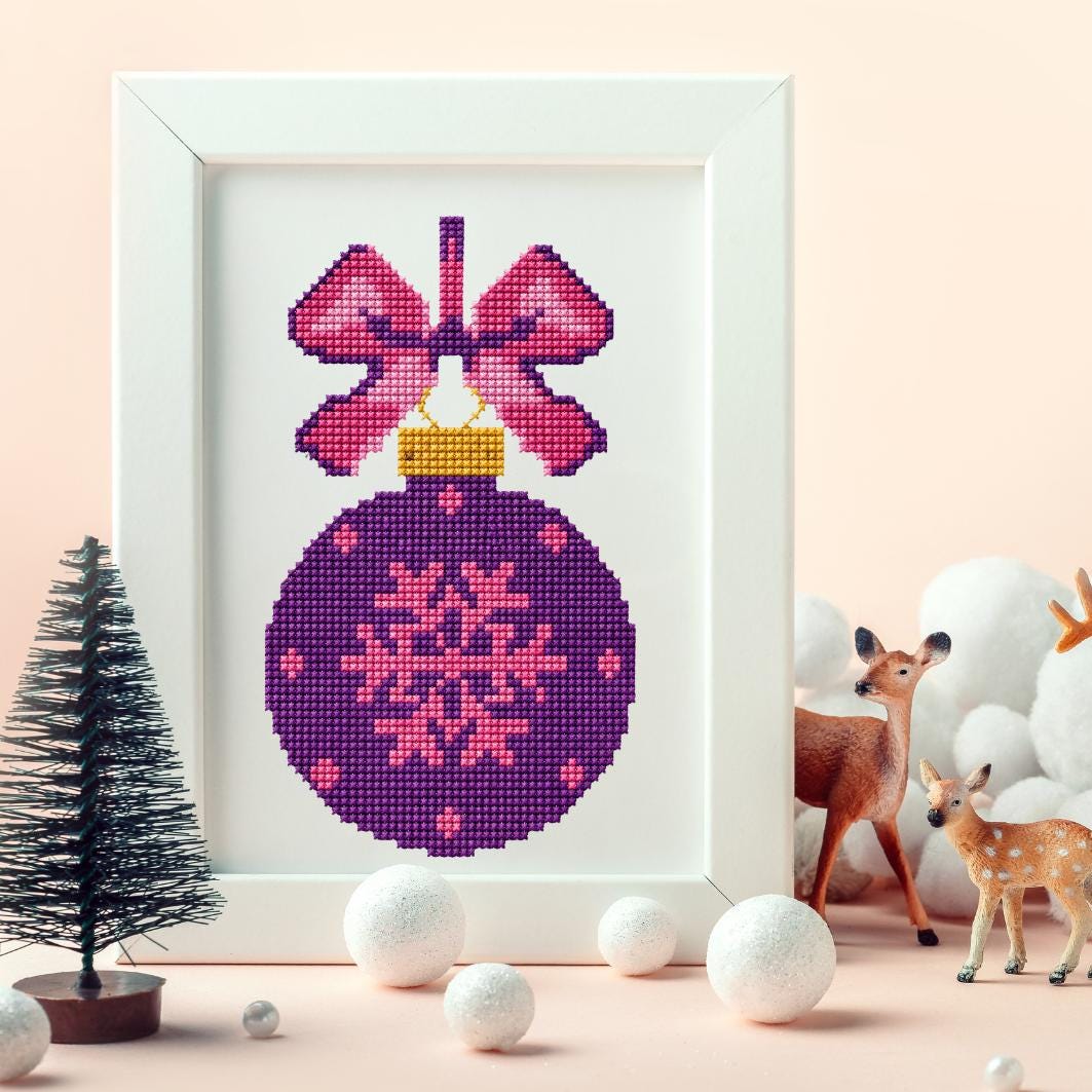 Purple Bauble Cross Stitch Pattern PDF digital pattern preview