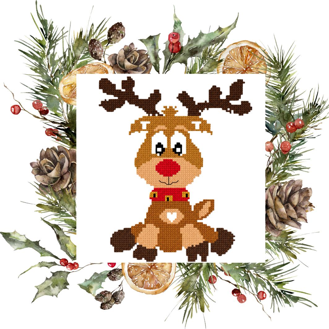 Reindeer Cross Stitch Pattern PDF digital pattern preview
