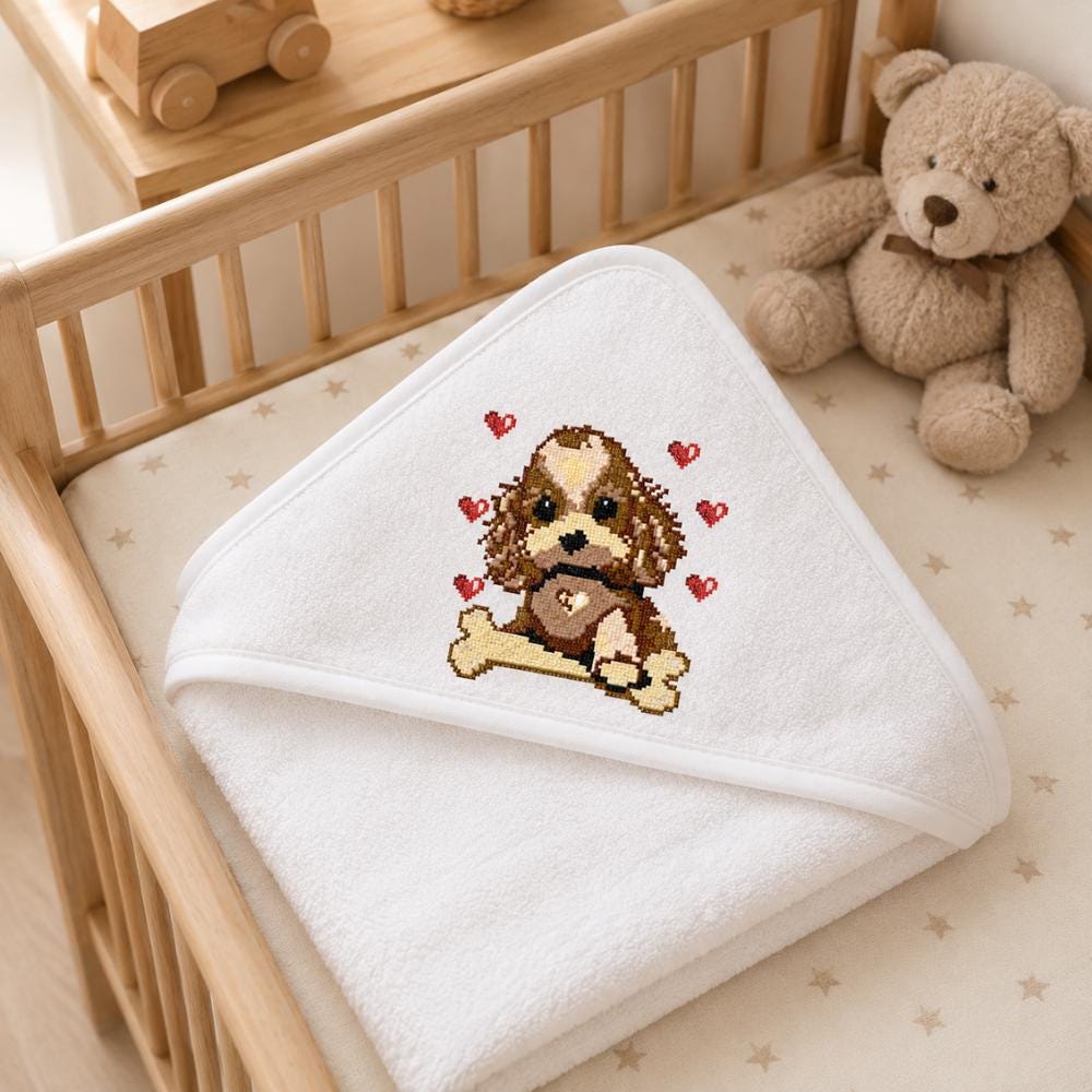 Cute Puppy Cross Stitch Pattern PDF digital pattern preview