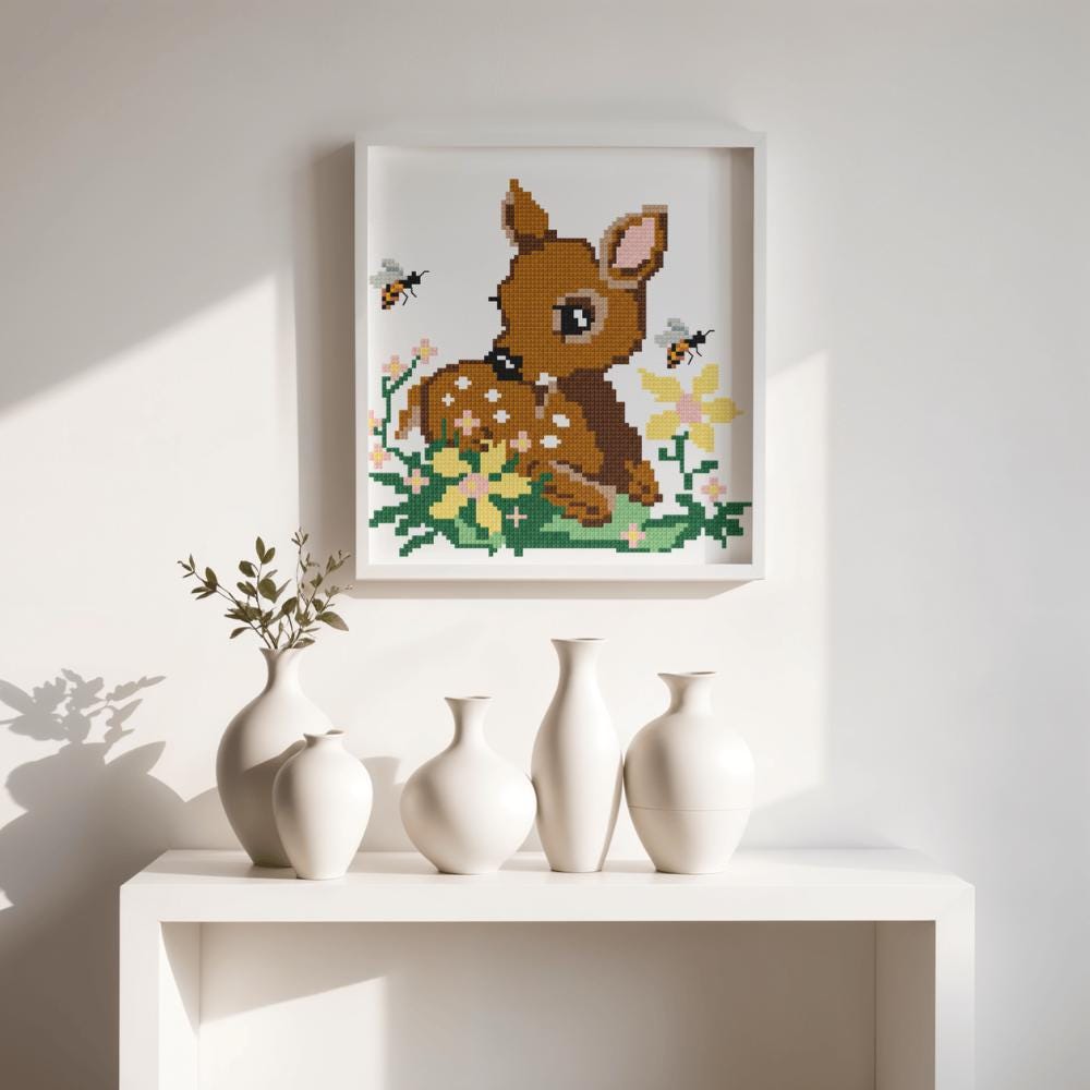 Baby Deer Cross Stitch Pattern PDF digital pattern preview
