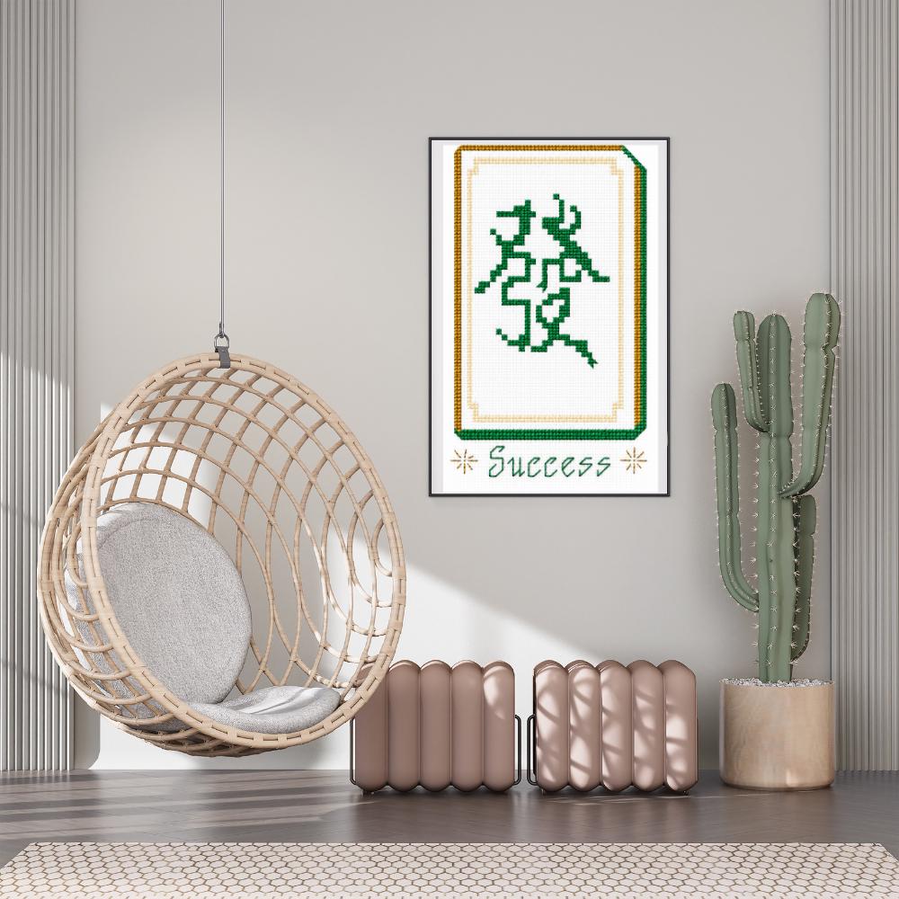 Green Dragon Mahjong Cross Stitch Pattern PDF digital pattern preview