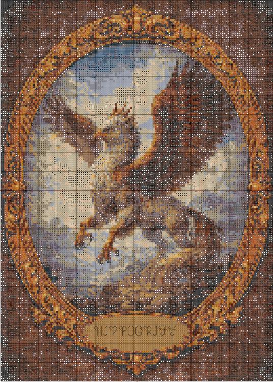 Hippogriff Cross Stitch Pattern PDF digital pattern preview