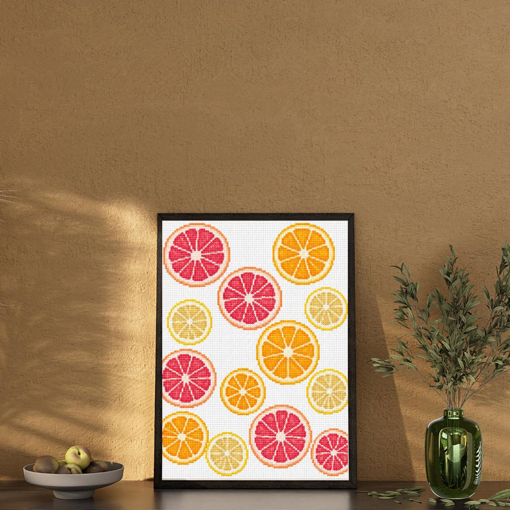 Citrus Fruit Cross Stitch Pattern PDF digital pattern preview