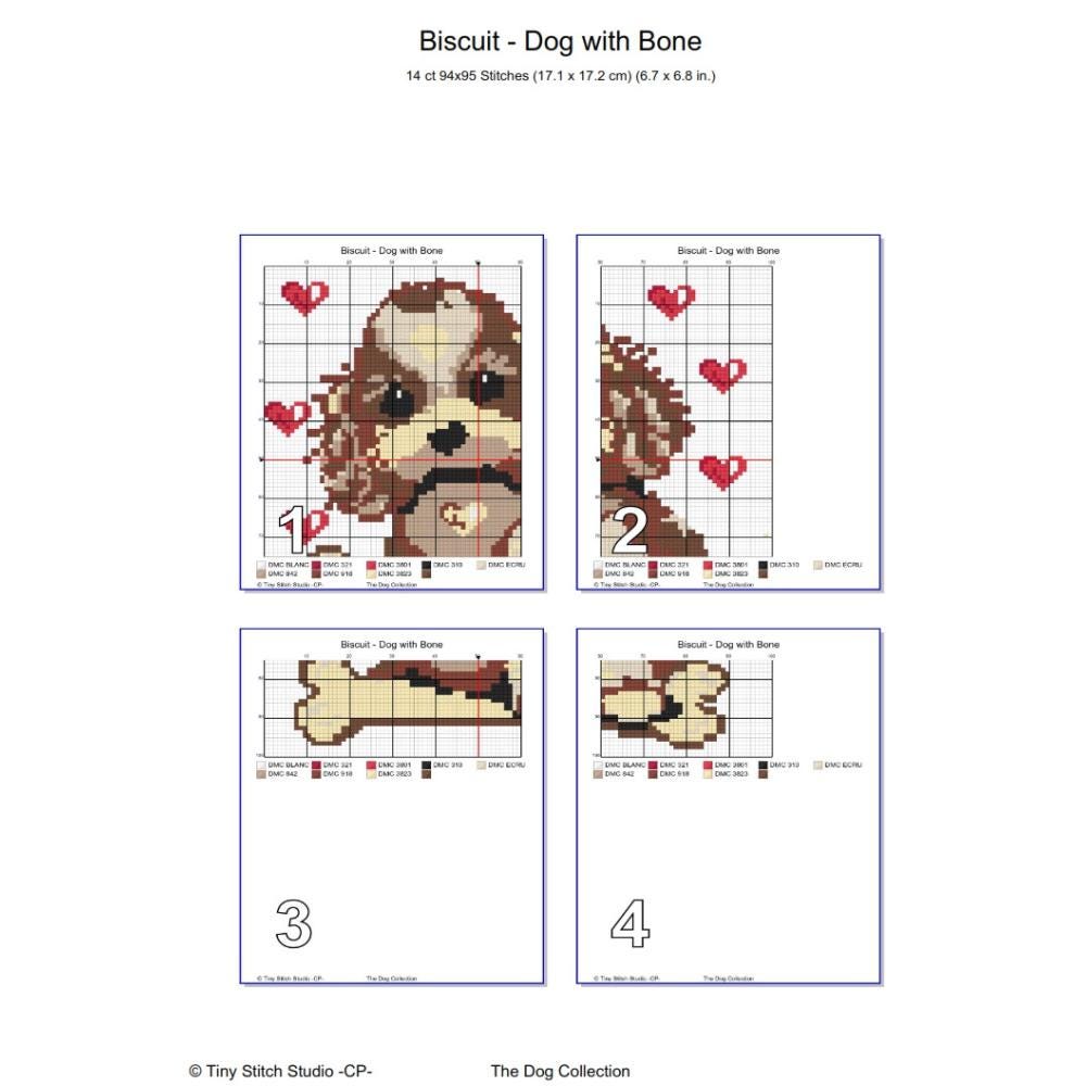 Cute Puppy Cross Stitch Pattern PDF digital pattern preview