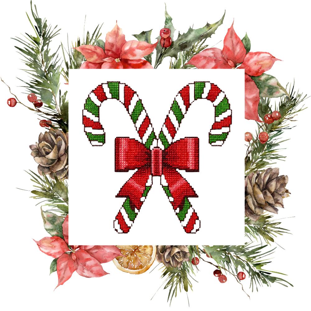 Candy Cane Cross Stitch Pattern PDF digital pattern preview