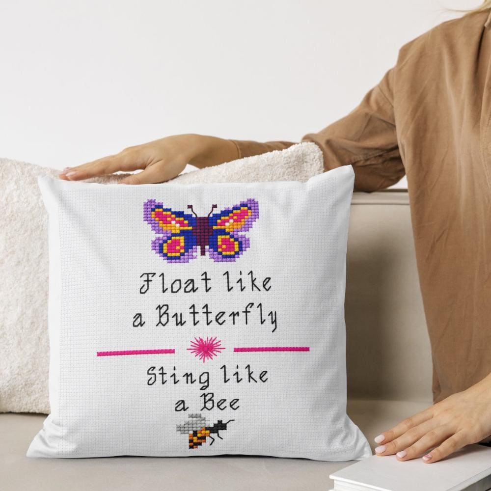 Butterfly and Bee Quote Cross Stitch Pattern PDF digital pattern preview