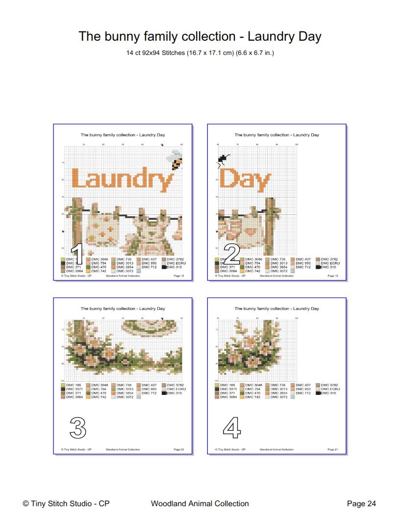 Bunny Laundry Room Cross Stitch Pattern PDF digital pattern preview