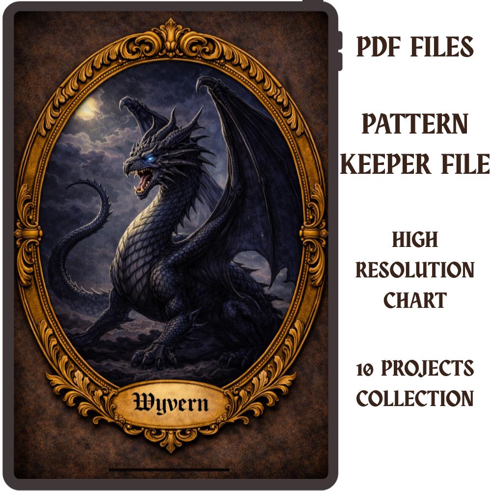 Wyvern Cross Stitch Pattern PDF digital pattern preview