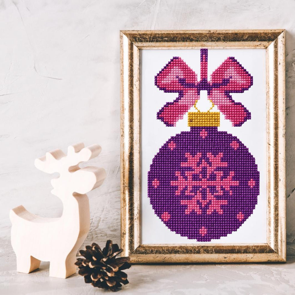 Purple Bauble Cross Stitch Pattern PDF digital pattern preview