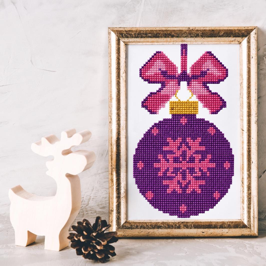 Purple Bauble Cross Stitch Pattern PDF digital pattern preview