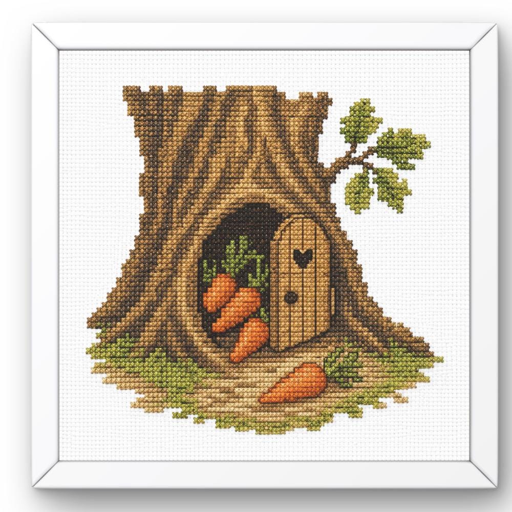 Secret Carrot Stash Cross Stitch Pattern PDF digital pattern preview