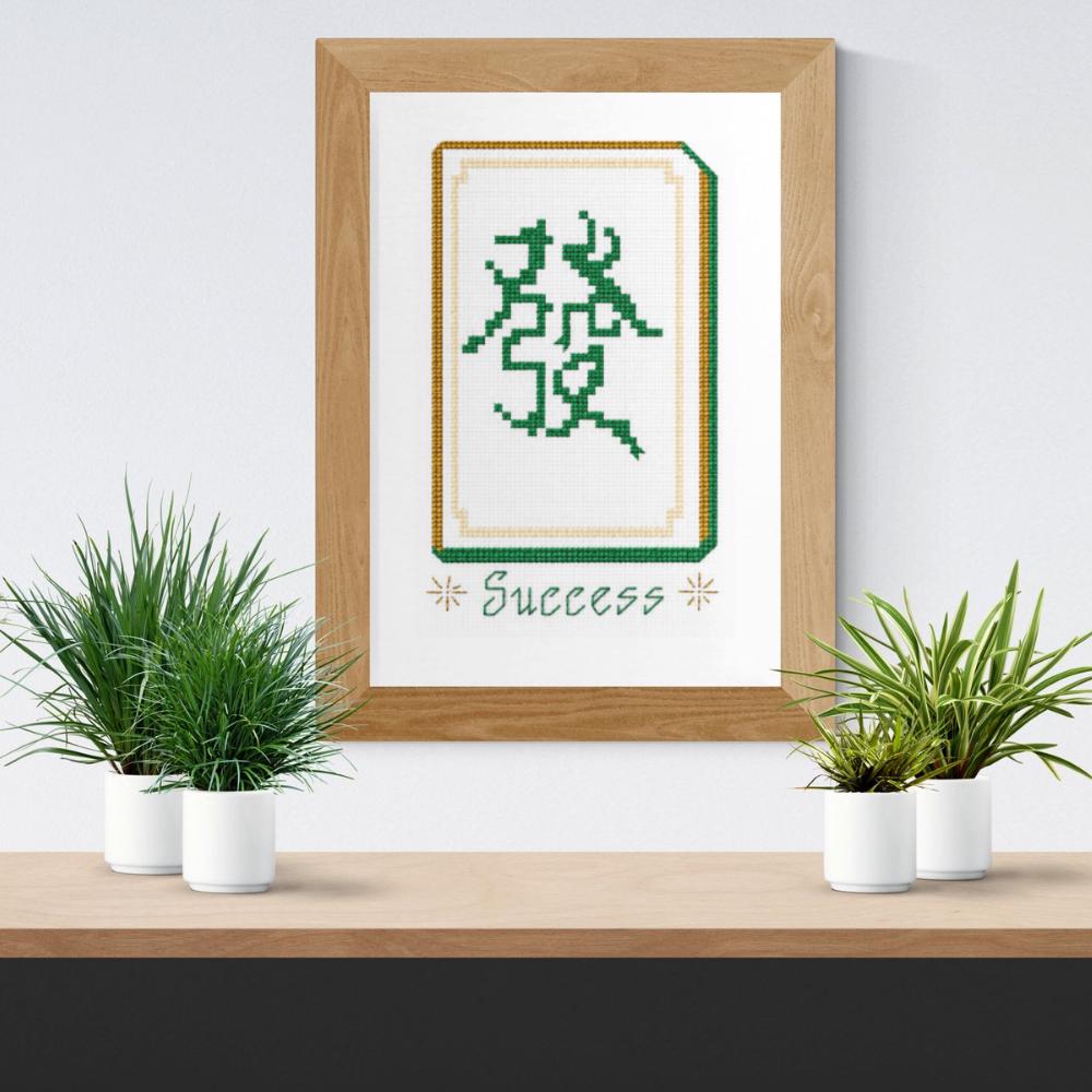 Green Dragon Mahjong Cross Stitch Pattern PDF digital pattern preview