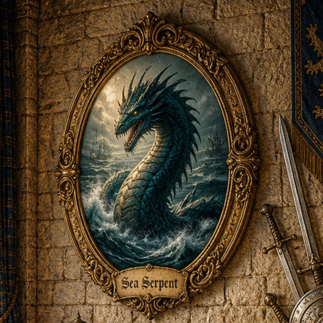 Sea Serpent Cross Stitch Pattern PDF digital pattern preview
