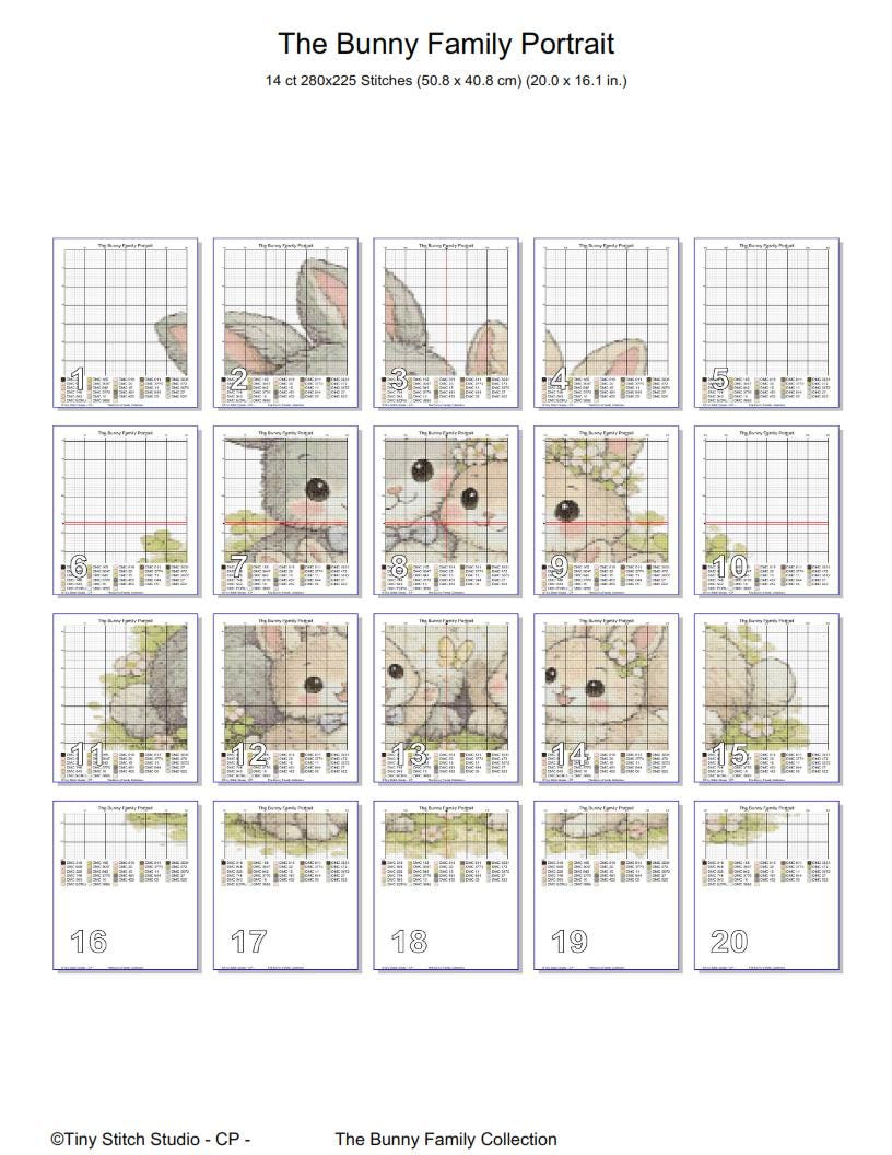 Bunny Family Cross Stitch Pattern PDF digital pattern preview