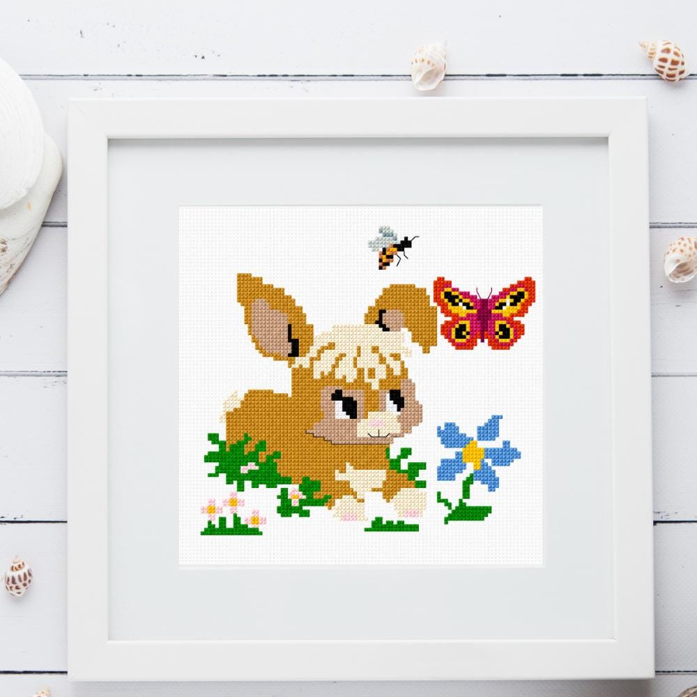 Baby Bunny Cross Stitch Pattern PDF digital pattern preview