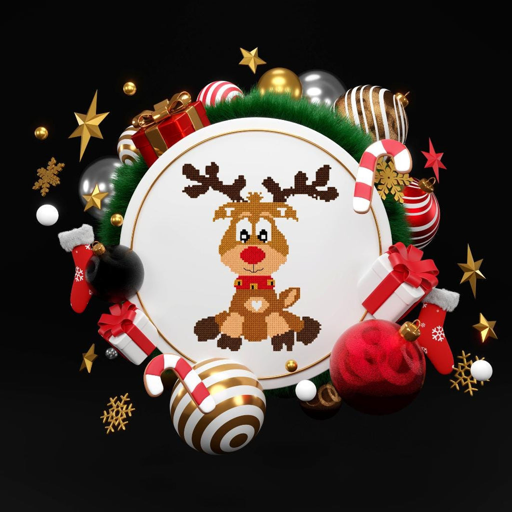 Reindeer Cross Stitch Pattern PDF digital pattern preview