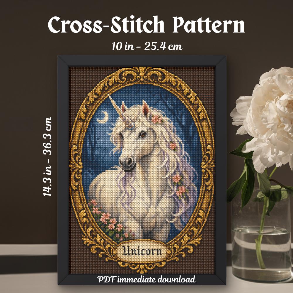 Unicorn Cross Stitch Pattern PDF finished cross stitch design