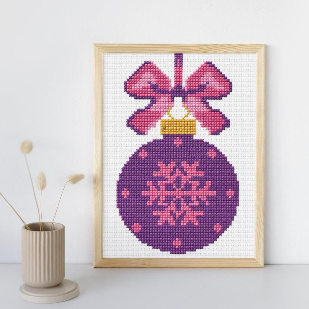 Purple Bauble Cross Stitch Pattern PDF digital pattern preview
