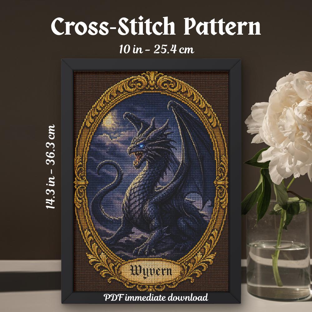 Wyvern Cross Stitch Pattern PDF finished cross stitch design