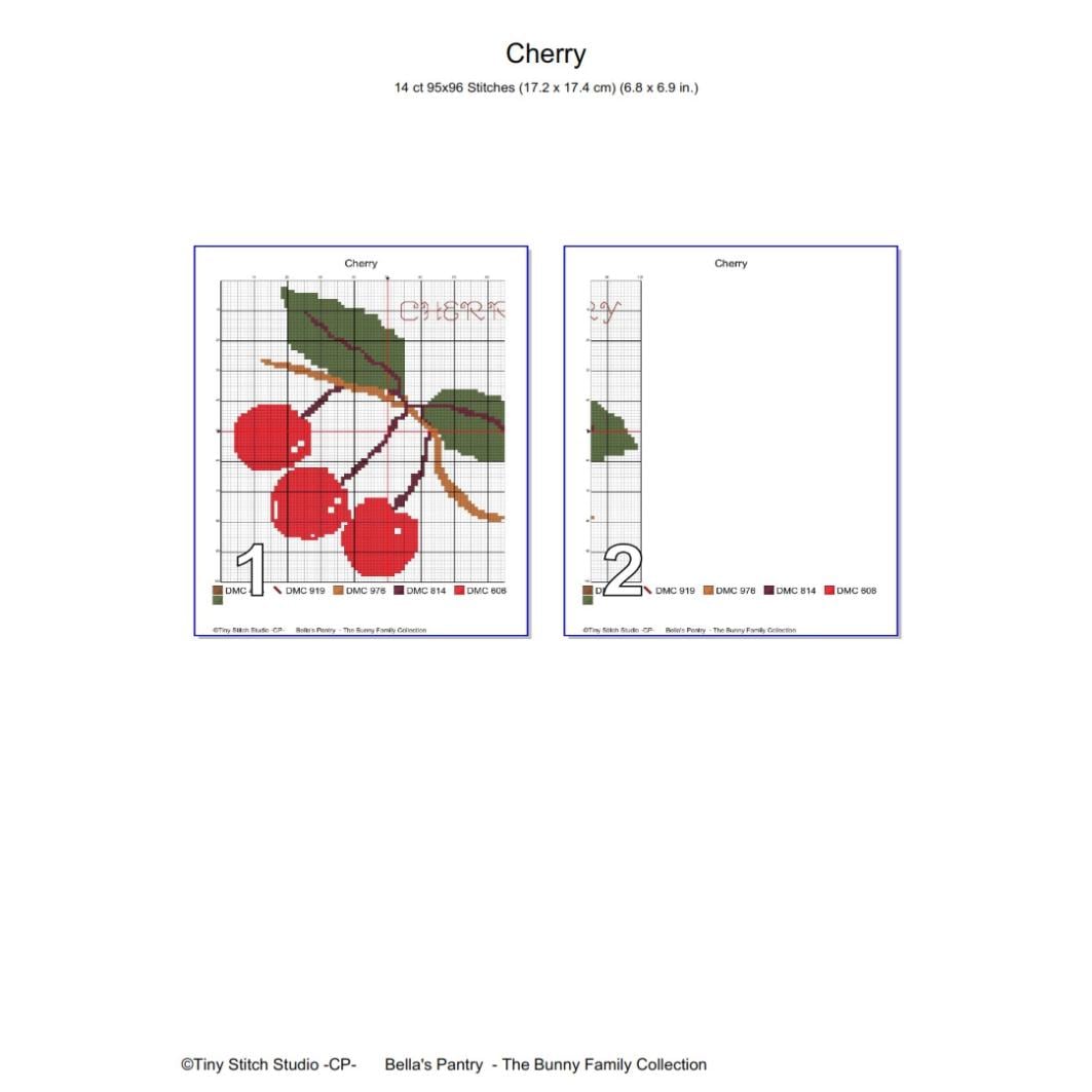 Cherry Jam Jar Cover Cross Stitch Pattern PDF digital pattern preview