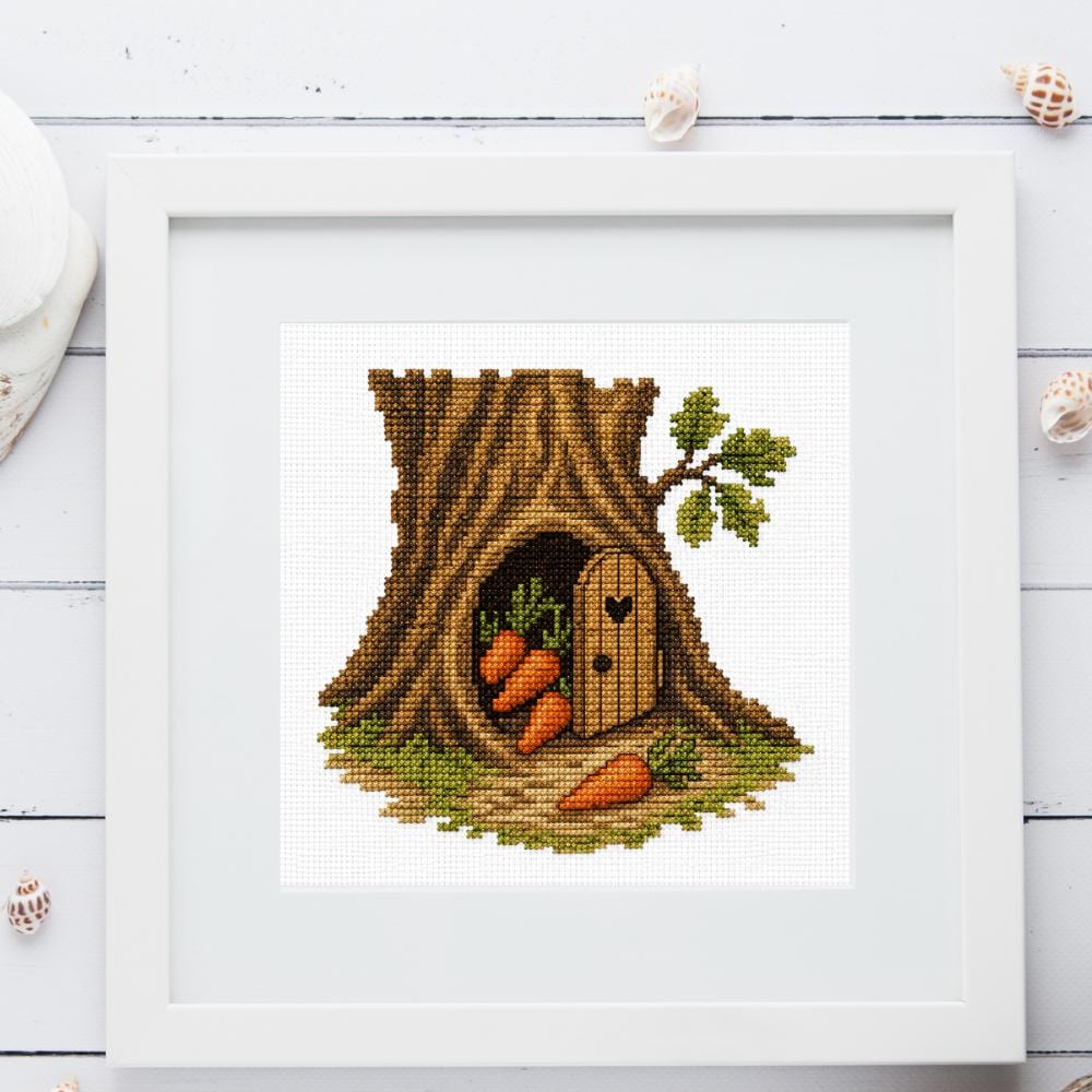 Secret Carrot Stash Cross Stitch Pattern PDF digital pattern preview