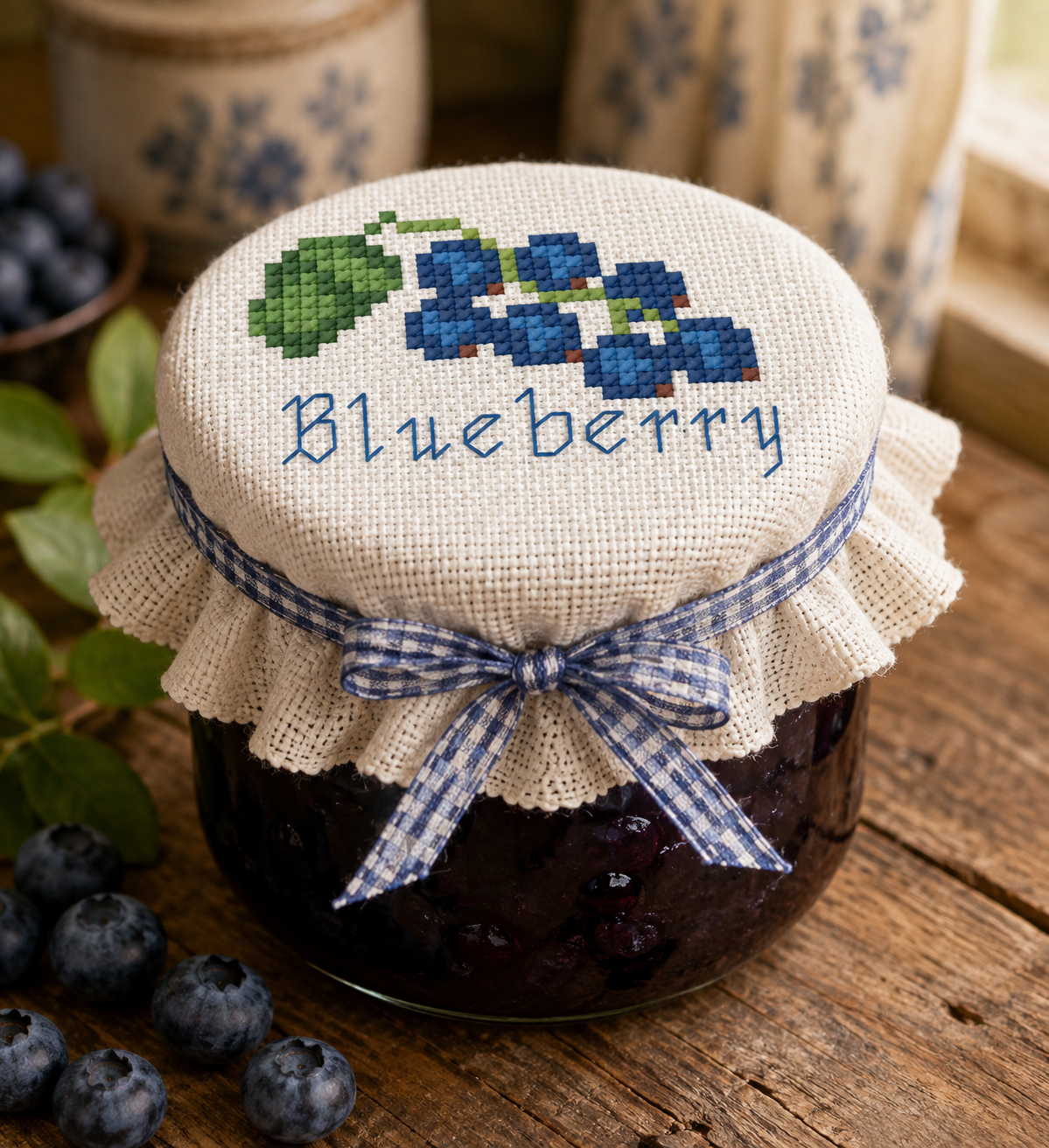 Blueberry pattern, fruit cross stitch, kitchen cross stitch, mini cross stitch, PDF pattern, instant download, beginner pattern, counted cross stitch, Pattern Keeper,  cottagecore decor