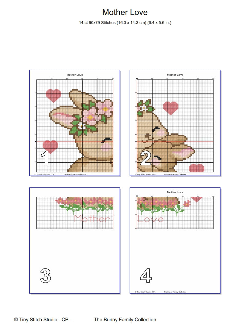 Bunny Mother love, Cross Stitch Pattern, Rabbit Embroidery, Nursery Cross Stitch, Printable PDF, Needlework Pattern